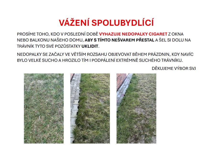 nedopalky z oken nehazet